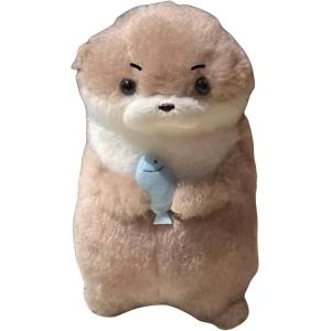 Очаровательный маленький выдра с рыбкой куклы плюшевый кулон 10см высота Evening Tang, Oshawott Fish-Carrying King Plush Doll