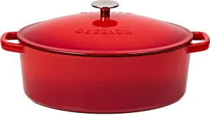 Чугунная кастрюля с крышкой. NATURAL, 31 см, 5,5 л, овальная, красная. Gerlach