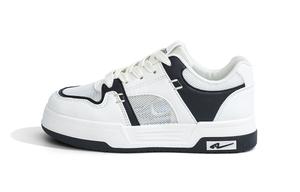 RENBEN Износостойкие дышащие низкие скейтерские туфли для женщин с эффектом увеличения роста бело-черные, цвет White Black