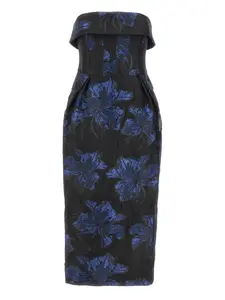 Платье с цветочным принтом на открытые плечи Rebecca Vallance, черный