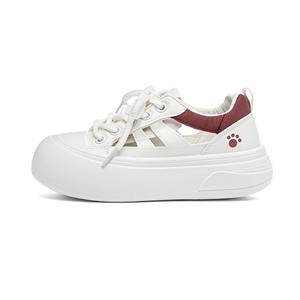 RENBEN Нескользящие износостойкие низкие кроссовки для скейтбординга женские бежево-бордовые