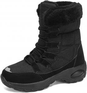 Теплые термо-сапоги ZQW для женщин с плюшевой подкладкой, противоскользящие, водонепроницаемые, короткие, легкие и теплые для ежедневного комфорта зимой, Black