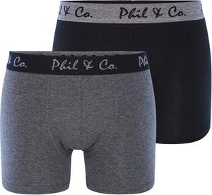 Трусы боксеры Phil & Co. Berlin 2-Pack Jersey, серый/черный