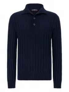 Вязаный пуловер с воротником-поло Boggi Milano, синий