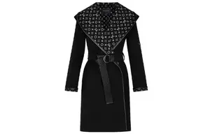 Пальто женское Louis Vuitton с логотипом на подкладке, черный