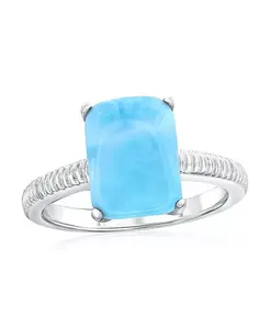 Кольцо из стерлингового серебра с прямоугольной подкладкой из ларимара Caribbean Treasures, larimar