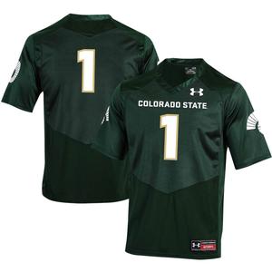 Мужская зеленая футбольная майка №1 Colorado State Rams Реплика Under Armour