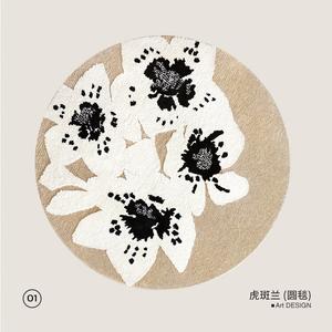 Saipos Ковер 150х150 см для гостиной/спальни в стиле cream, tiger stripe, круглый, qingshan meisu