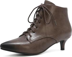 Женские ботильоны Uniquelly на невысоком каблуке с заостренным носком, боковой молнией и бантом, милые и стильные туфли, Dark Brown