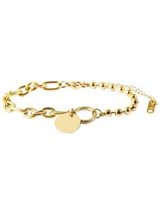 Adeliás Женский браслет с монеткой из нержавеющей стали, 17+3 см, в золотом исполнении