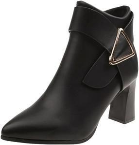 Женские короткие ботильоны на высоком каблуке - модные и повседневные - для использования на улице Fusecottc, Black