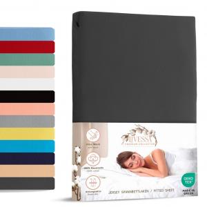 Простыня трикотажная приталенная 200х200 см 100% хлопок антрацит livessa