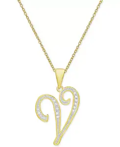 Ожерелье с кулоном-инициалом в форме бриллианта, 18 дюймов, из серебра, золота и розового золота Macy'S, v/gold