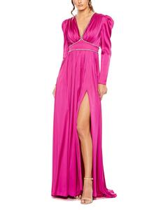 Платье Mac Duggal с пышными плечами и стразами, фиолетовый