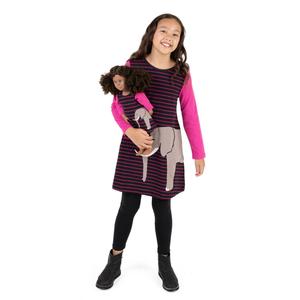 Хлопковое платье для девочек и подходящая кукла в виде слона Leveret