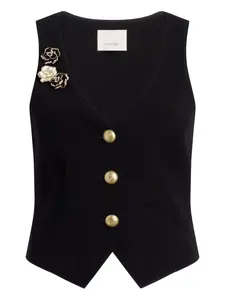 Топ с цветочным декором Cinq A Sept, черный