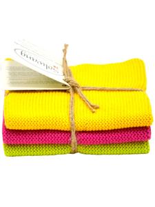 Solwang Набор из 3 чистящих салфеток желтого, розового и лаймового цвета
