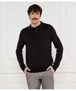 Рубашка-Поло из шерсти Avac Slim fit Boss Orange, черный