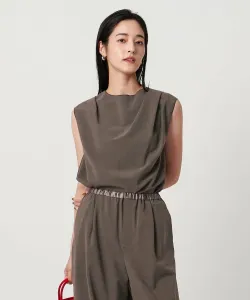 Блузка драпированная, пригодна для стирки United Arrows, цвет Dk Brown