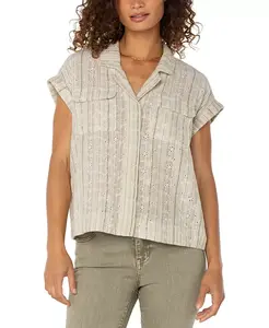 Полосатая рубашка Petite с рукавами «летучая мышь» Liverpool Los Angeles, коричневый/бежевый