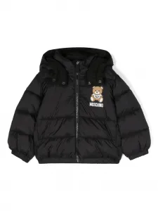 Пуховик Teddy Bear с капюшоном Moschino Kids, черный