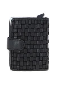 Чехол-кошелек для карточек 'La Perfetto' из металла и плетеной кожи Ashwood Leather, черный