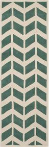 SAFAVIEH, 69 x 214 см, Ковер-дорожка Chatham Collection teal/ivory CHT746T ручной работы из премиальной шерсти с узором шеврон