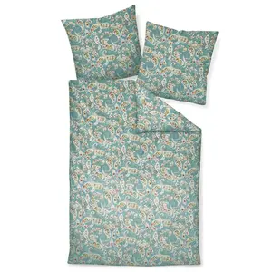 Комплект постельного белья Janine Design Mako-Satin Moments 98088, цвет: дымчато-синий, мохово-зеленый, лиловый, размер: 135x200 см + 80x80 см Original Janine