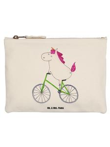 Mr. & Mrs. Panda Пенал с изображением единорога-велосипедиста, без надписи, белый