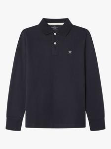 Детская хлопковая пике поло с длинными рукавами Hackett London, Midnight Blue