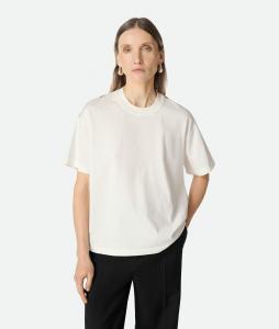 Женская футболка Cotton And Silk Printed T-Shirt BOTTEGA VENETA, белый