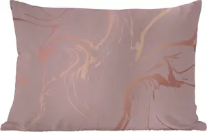 Подушка для улицы - Мрамор - Розовое золото - Линия - 60 x 40 см - Устойчива к погодным условиям - Подушка для отдыха - Декоративная подушка - Подушка для дома MuchoWow
