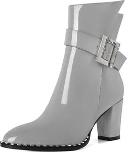 Женские ботильоны Eldof с округлым носком, массивным каблуком, бусинами, осенние короткие ботинки с пряжкой, боковой молнией, каблук 7,5 см