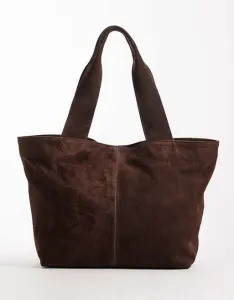 Шоколадная замшевая сумка-тоут со швами ASOS DESIGN