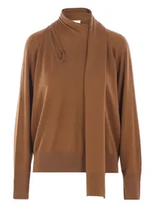 Свитер с асимметричным вырезом и шарфом Zanone, коричневый