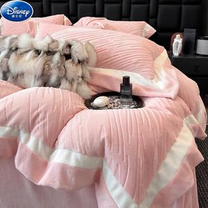 Disney Комплект постельного белья 1,5-спальный, 4 предмета, простыня 200x230 см, цвет розовый, Victoria, не линяет