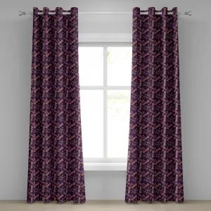 Штора на люверсах Стрекоза от ABAKUHAUS, женственный дизайн со стилизованным винтажным рисунком в виде ярких насекомых, декоративная двухпанельная штора, 280 x 260 см, фиолетовый Abakuhaus