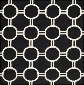 Ковер SAFAVIEH, 183 x 183 см, Dhurries Collection - Black & Ivory, ручное плоское плетение из шерсти, идеально для помещений с высокой проходимостью в гостиной, спальне (DHU636A)