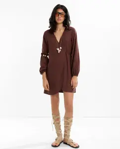 Короткое платье с длинными рукавами и запахом Parfois, темно-коричневый