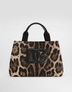 Шоппер из холста с леопардовым принтом DOLCE & GABBANA, мультиколор