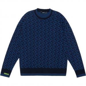 Jacquard Monogram Knit Sweater VERSACE, синий