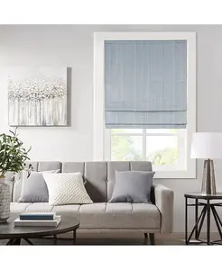 Беспроводная римская штора Basketweave, затемняющая комнату, однопанельная для спальни, теплоизоляционное оконное покрытие для гостиной, ширина 29 дюймов, длина 64 дюйма, синяя оконная панель Madison Park, blue