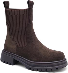 Generic Кельтские ботинки Chelsea, черный замш, массивная рифленая подошва, эластичные вставки, стиль милитари