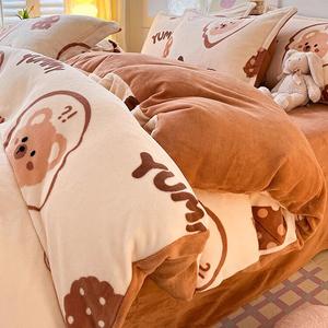 Disney Пододеяльник 180х220 см, зимний утепленный, молочный велюр, цвет Cheese Bear