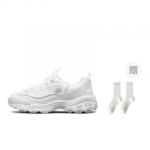 Skechers D'LITES 1.0 с амортизацией, устойчивые к истиранию, увеличивающие рост низкие массивные кроссовки женские белые - белые+подарок, цвет White+Giveaway