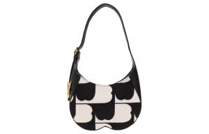 Шерстяная сумка через плечо с кожаными вставками женская черно-белая Burberry