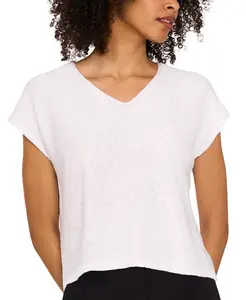 Женский свитер с V-образным вырезом и короткими рукавами Shine Vince Camuto, белый