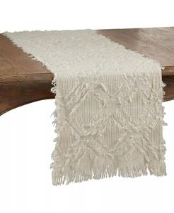 дорожка с бахромой из вафельного плетения Saro Lifestyle, слоновая кость