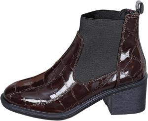 Женские челси слипоны из искусственной кожи с текстурой крокодила, массивный каблук, западные ковбойские ботинки, ретро стиль, водонепроницаемые ботинки Generic, Brown