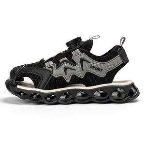 Легкие детские сандалии с противоскользящей подошвой, амортизацией и износостойкостью, устойчивые к отскоку ZIJIAN, черный/серый